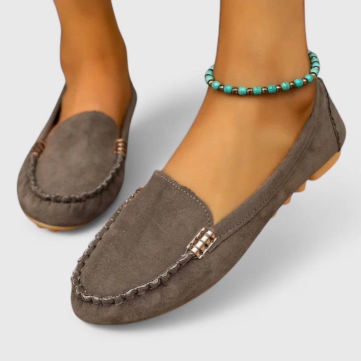 Ruby | Women's Suede Slip-On Loafers Flat Moccasin Shoes