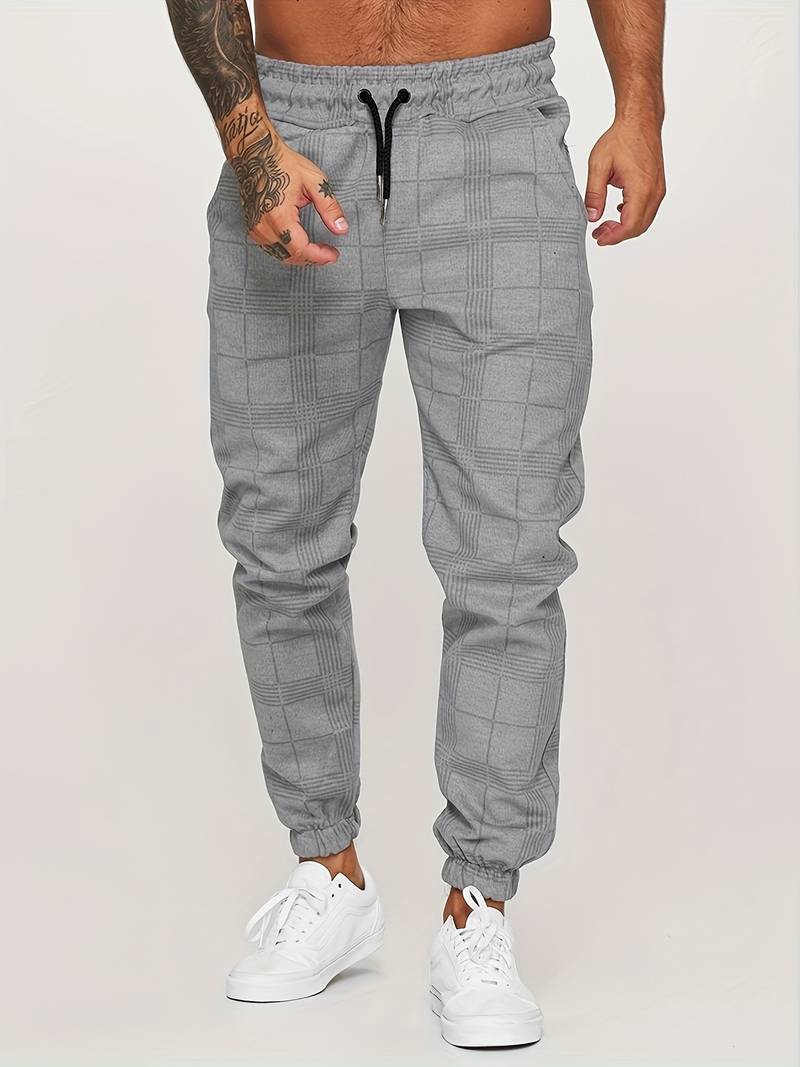 UrbanFit Men's Slim Fit Checkered Joggers