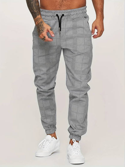 UrbanFit Men's Slim Fit Checkered Joggers
