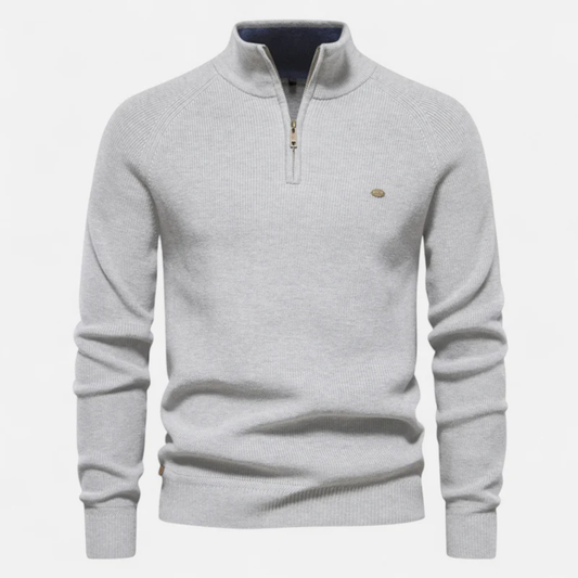 Men's Cotton Quarter Zip Sweater - Vonnera