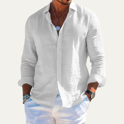 Men's Cotton Linen Shirt Casual Lapel Style