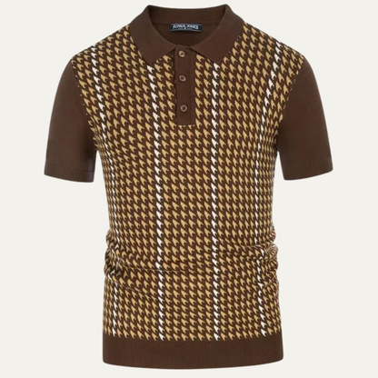 Amarone Men's Knit Polo Contrast Pattern Shirt