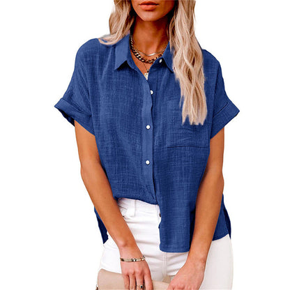 Women's Button Down Blouse Cuffed Sleeves