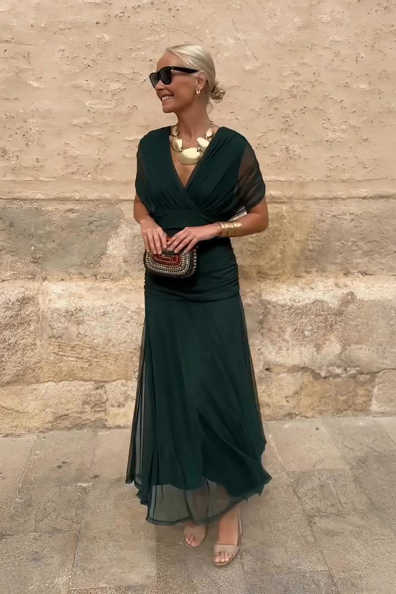 Women's Maxi Dress V-Neck Flowy Design - Vonnera