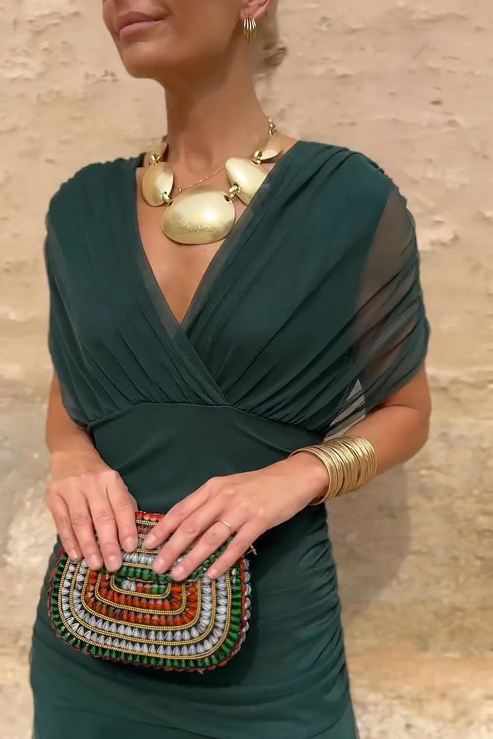 Women's V-Neck Maxi Dress Elegant Partywear
