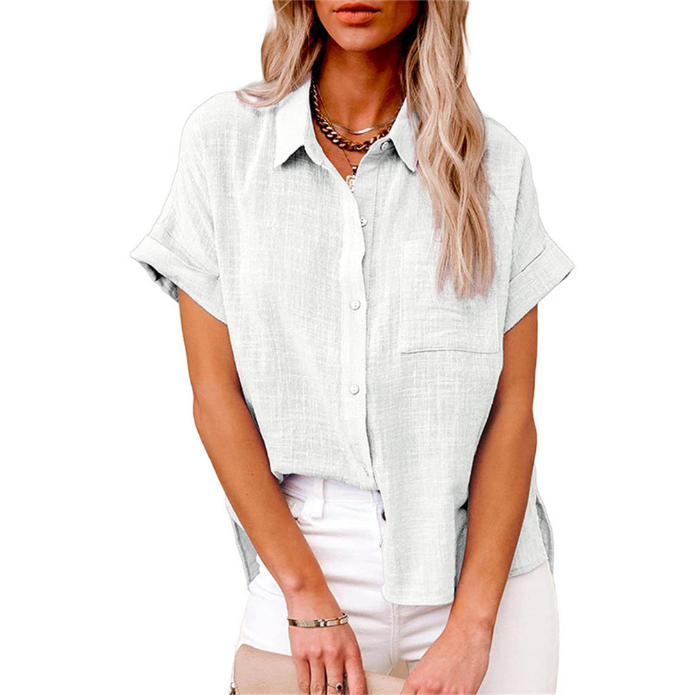 Women's Button Down Blouse Cuffed Sleeves