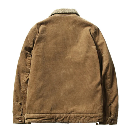Men's Corduroy Jacket Turn Down Collar Brown