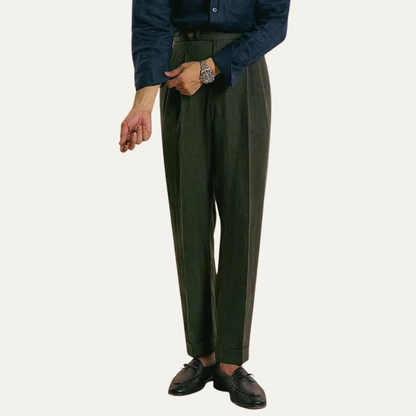 Men's Linen High Waist Dress Pants Vintage Style