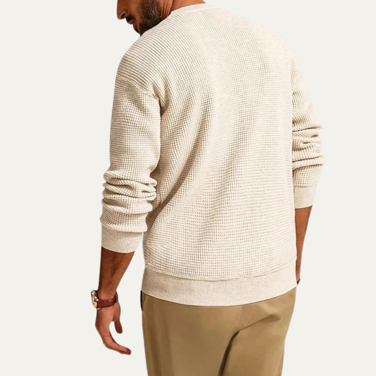 Men's Textured Crew Neck Knit Sweater