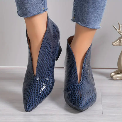 Women's Block Heel Boots Textured Upper Design