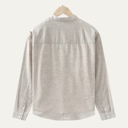 Men's Loose Fit Cotton Linen Shirt Mandarin Collar