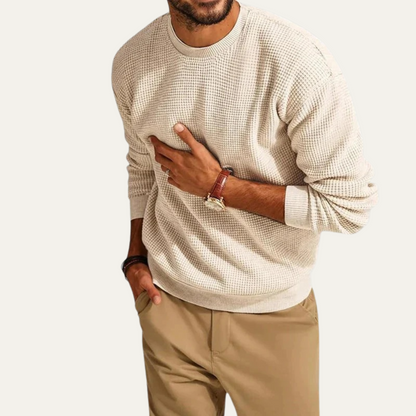 Men's Textured Crew Neck Knit Sweater