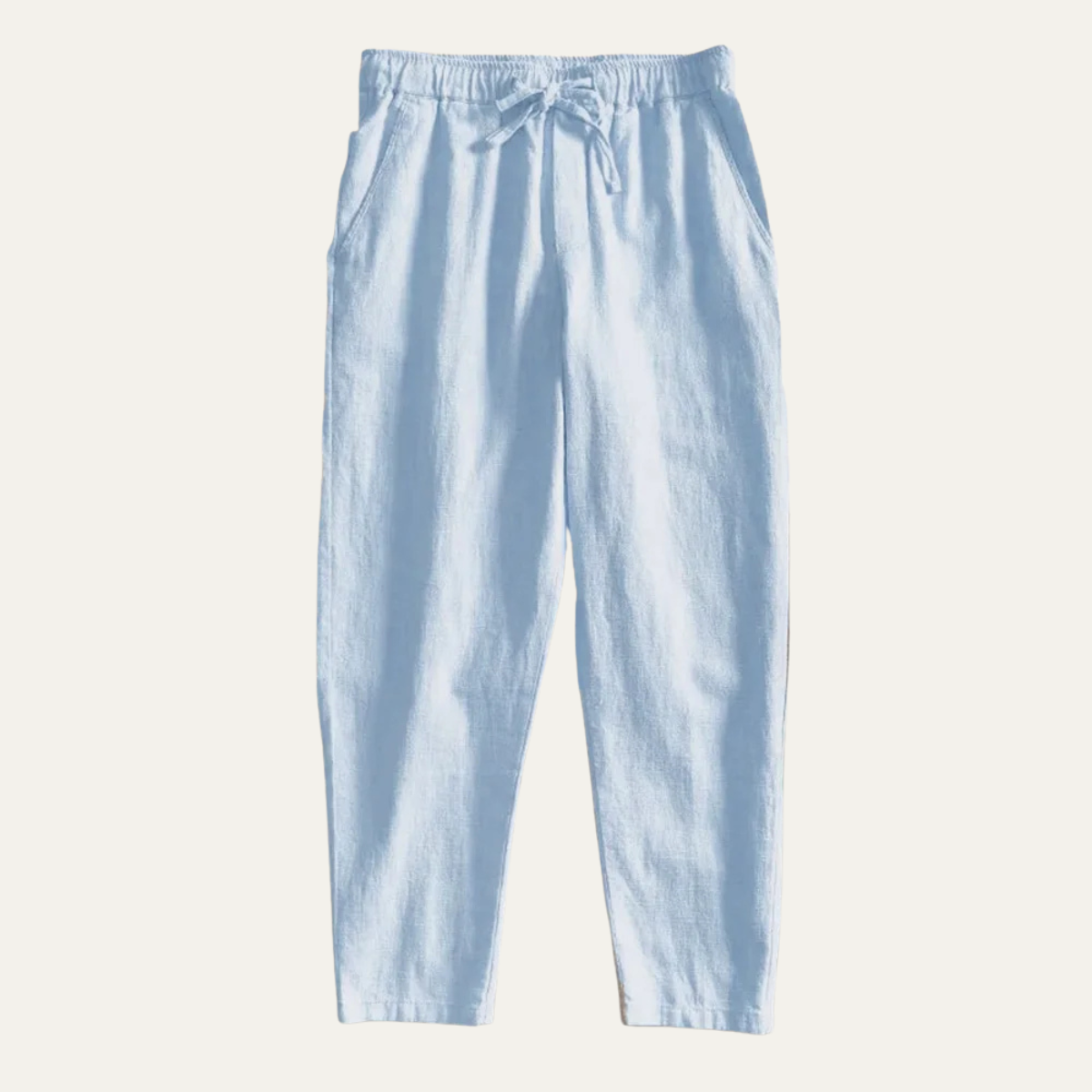 Men's Linen Jogger Pants Elastic Waist Casual Beige - Vonnera