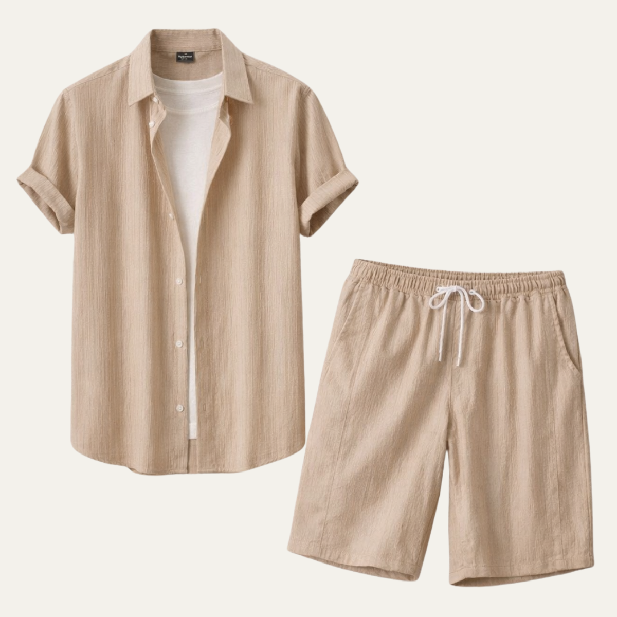 Men's Casual Button Up Shirt And Shorts Set - Vonnera
