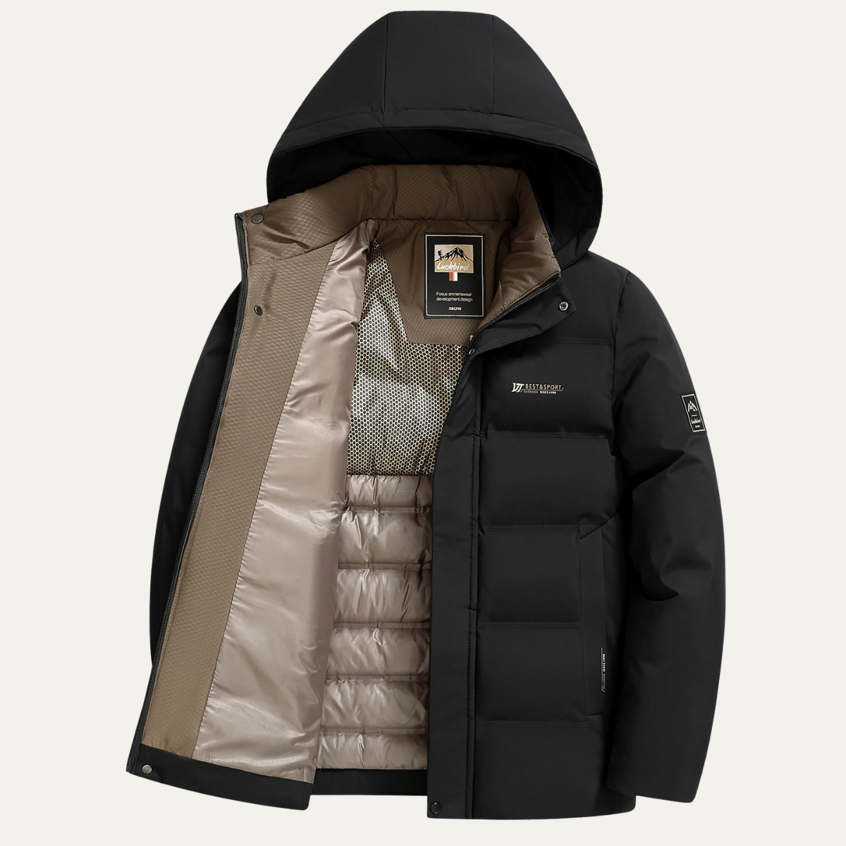 Men's Thick Cotton Padded Winter Parka Jacket With Hood