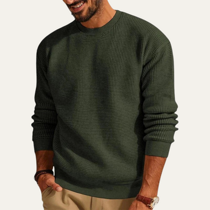 Men's Textured Crew Neck Knit Sweater