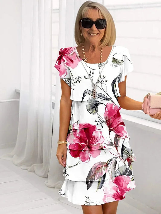 Women's Floral Midi Dress Ruffled - Vonnera