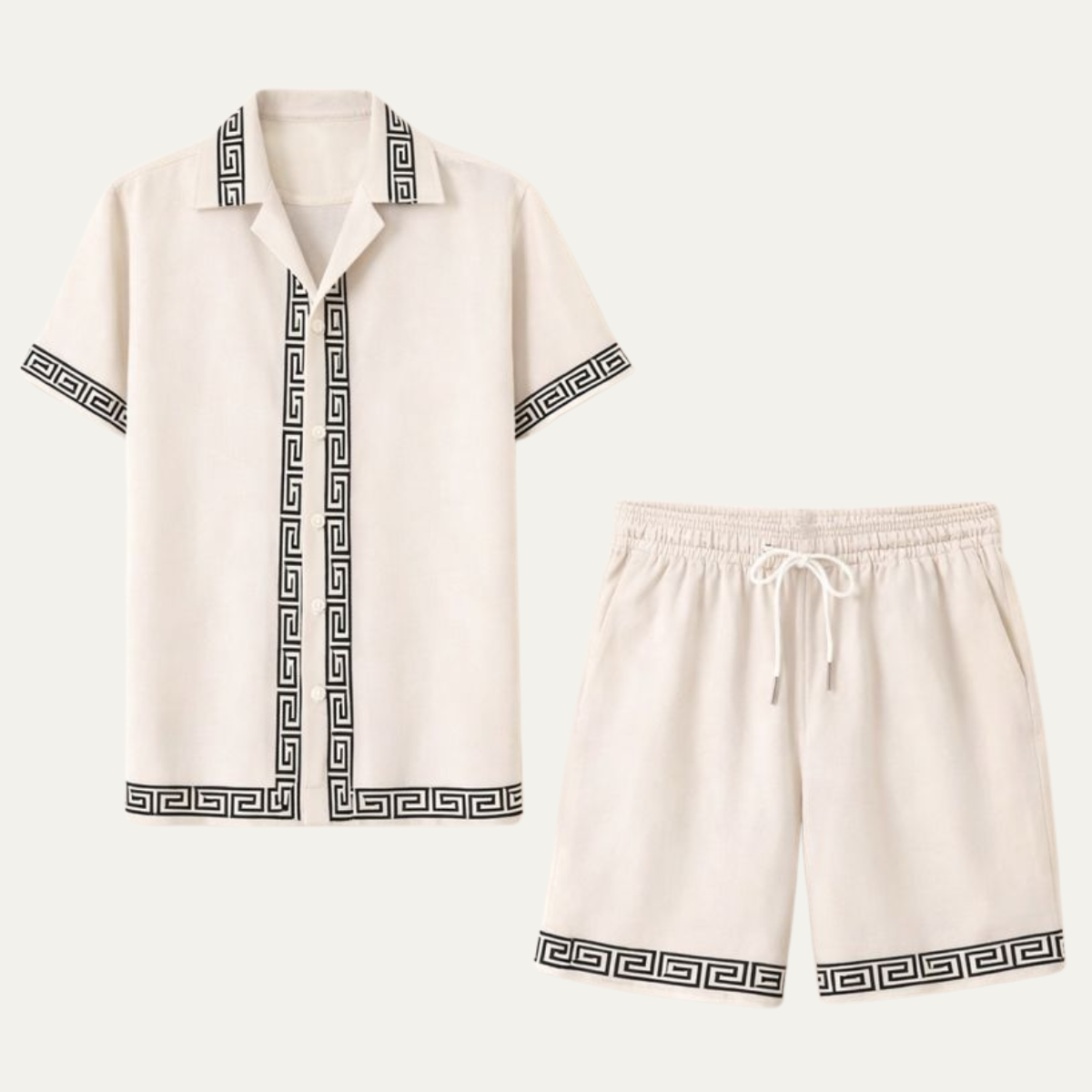 Men's Casual Print Shirt And Shorts Set - Vonnera