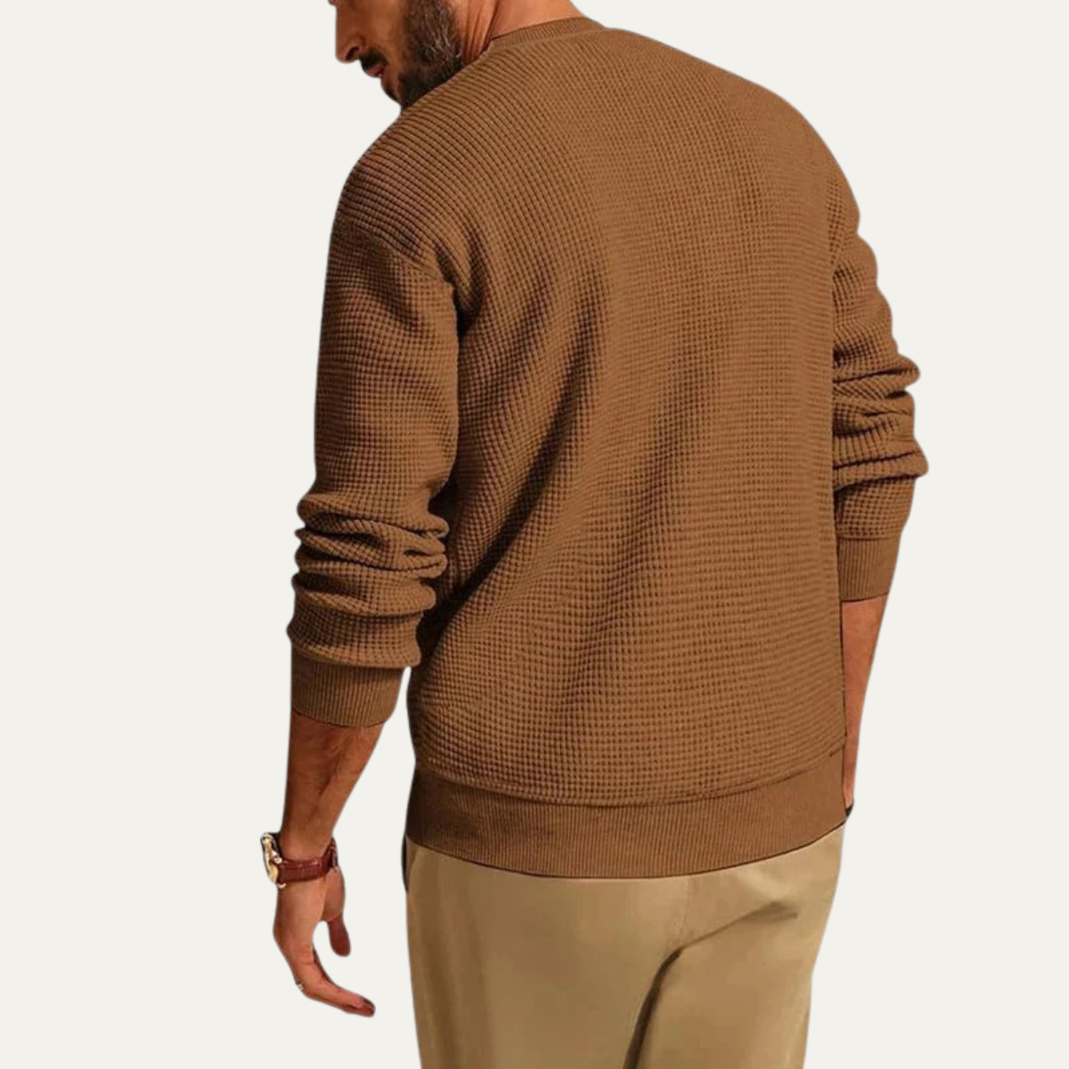 Men's Textured Crew Neck Knit Sweater