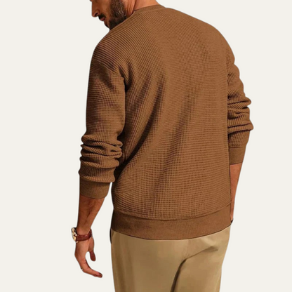 Men's Textured Crew Neck Knit Sweater