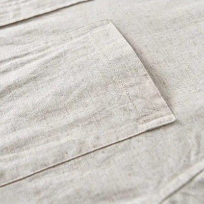 Men's Loose Fit Cotton Linen Shirt Mandarin Collar