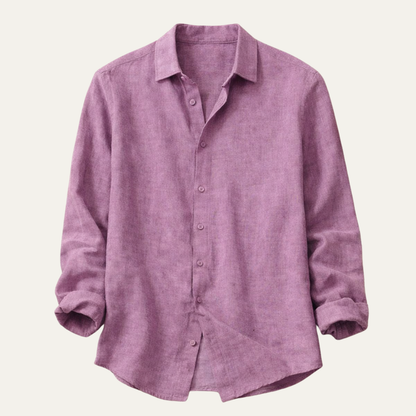 Men's Linen Cotton Shirt Lightweight Turn Down Collar - Vonnera