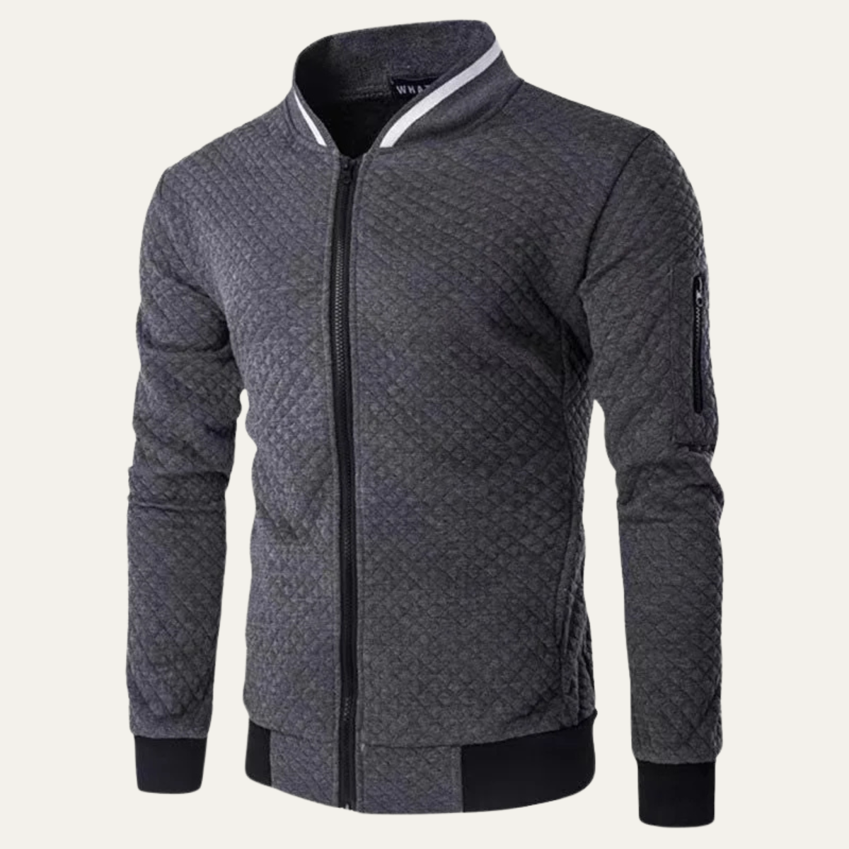Monopoli Men's Quilted Bomber Jacket Lightweight Diamond Pattern
