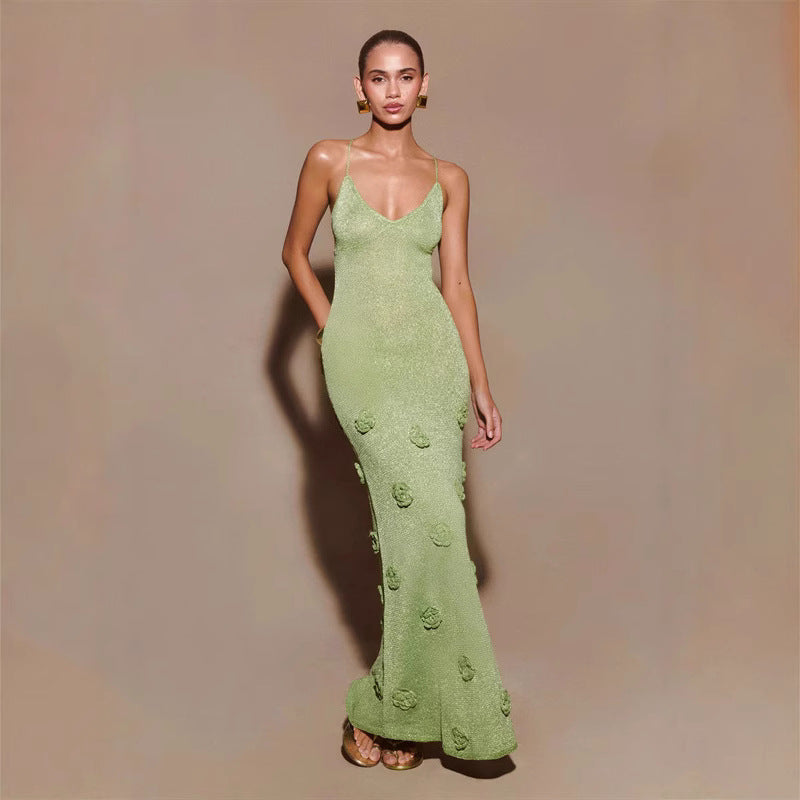 Women's Crochet Floral Sequin Dress - Vonnera