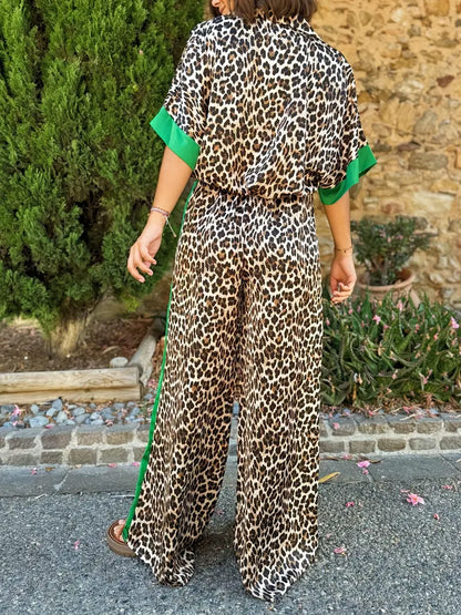 Women's Wide Leg Pants Fluid Leopard Print