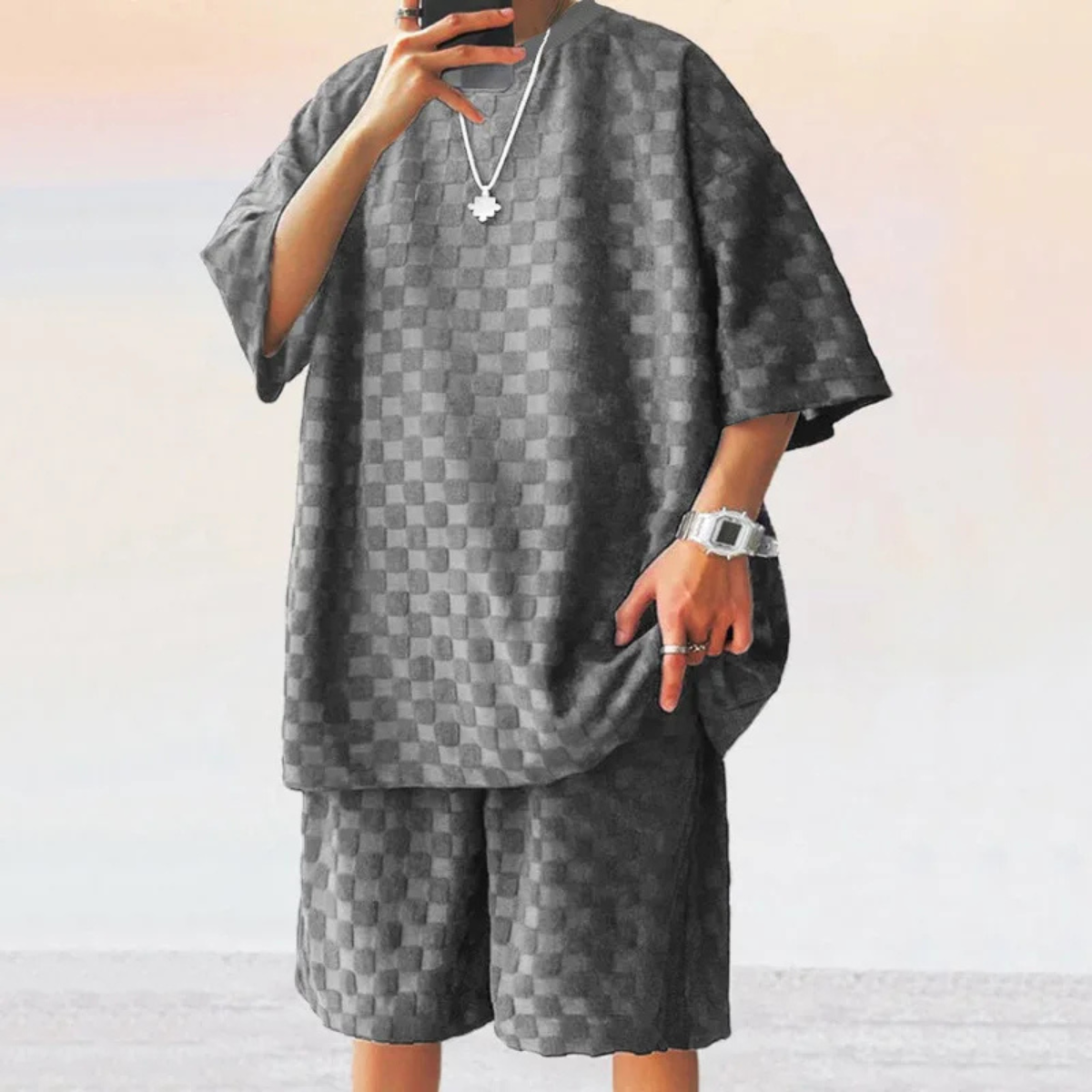 Men's Oversized Summer T-Shirt And Shorts Set