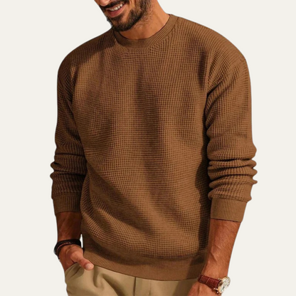 Men's Textured Crew Neck Knit Sweater