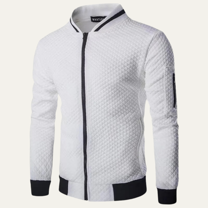 Monopoli Men's Quilted Bomber Jacket Lightweight Diamond Pattern