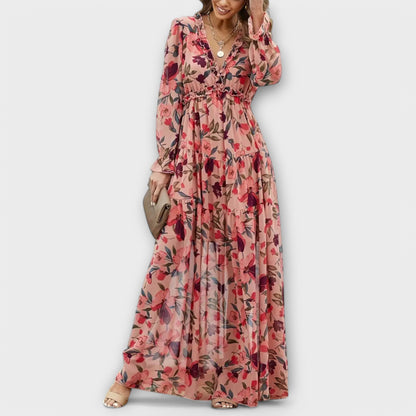 Women's Floral V-Neck Tiered Dress - Vonnera
