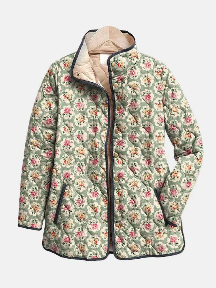 Women's Floral Print Button Jacket - Vonnera
