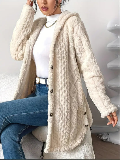 Women's Hooded Cardigan Button Front Closure