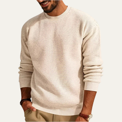 Men's Textured Crew Neck Knit Sweater