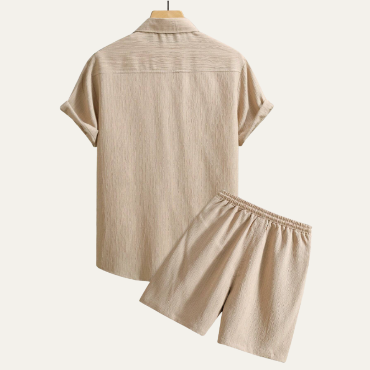 Men's Casual Button Up Shirt And Shorts Set