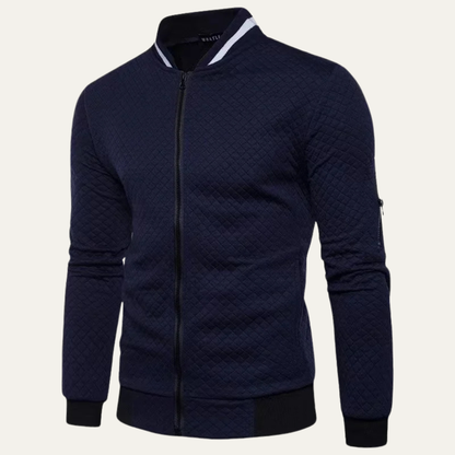 Monopoli Men's Quilted Bomber Jacket Lightweight Diamond Pattern