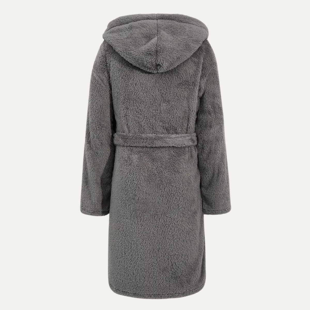 Men's Gray Fleece Hooded Bathrobe With Pockets