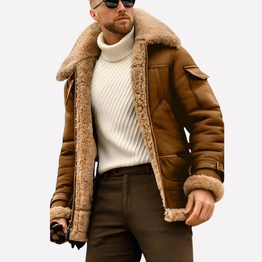 Men's Aviator Leather Jacket - Vonnera