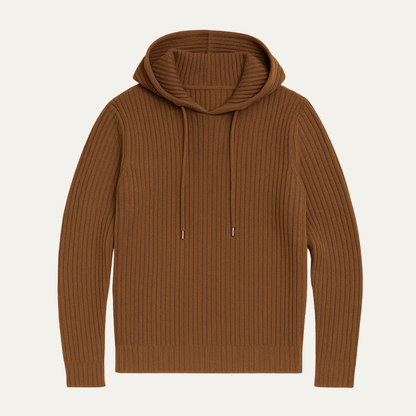 Men's Slim Fit Ribbed Knit Hoodie Sweater - Vonnera