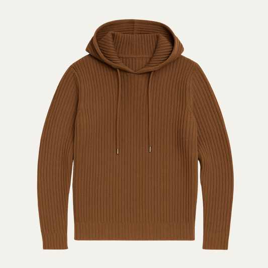 Men's Slim Fit Ribbed Knit Hoodie Sweater - Vonnera