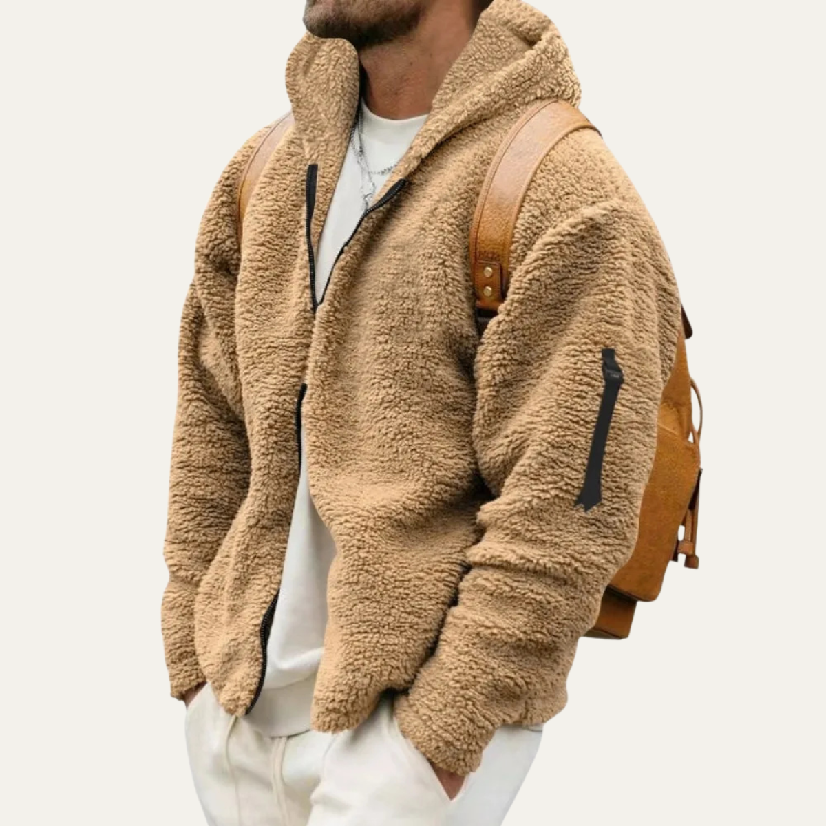 Men's Velvet Hoodie Fleece Jacket Soft Warm