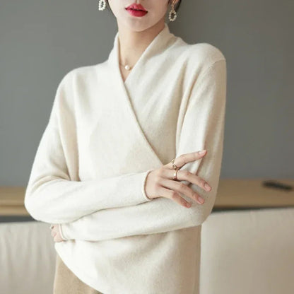 Women's V-Neck Wrap Pullover Relaxed Fit