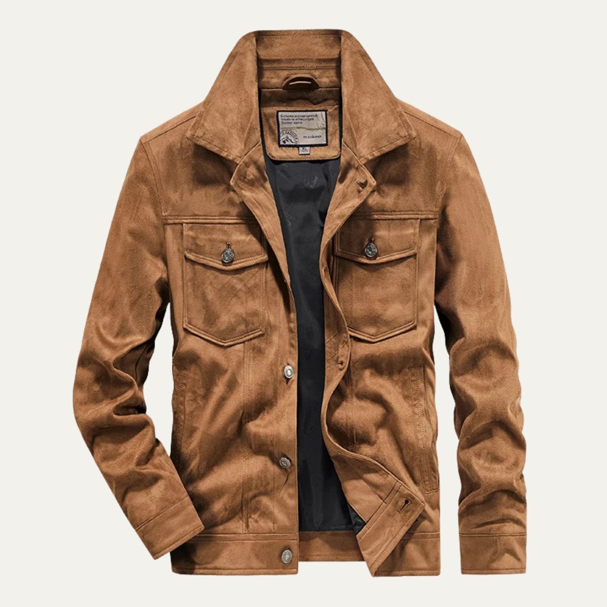 Men's Suede Cargo Jacket Lightweight Vintage Brown