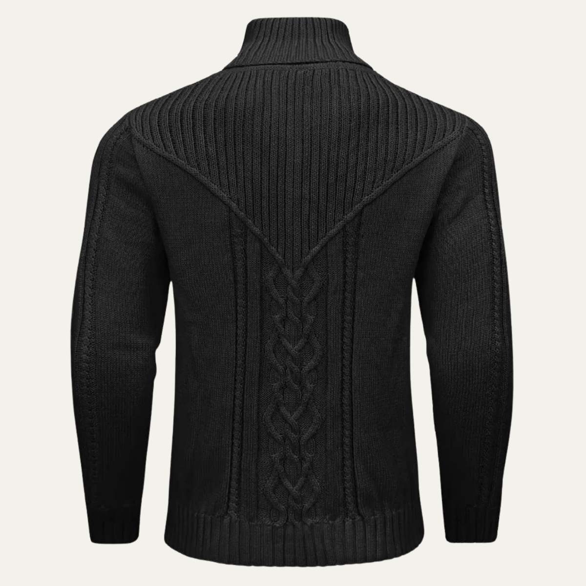 Men's Ribbed Knit Sweater Button Neck Winter Wool