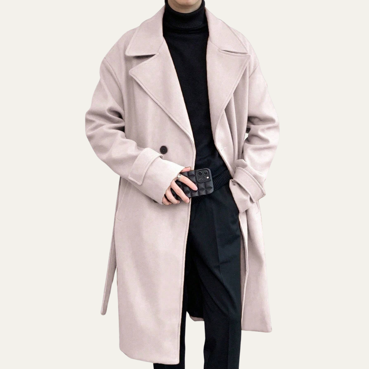 Men's Wool Wrap Coat Camel Color With Belt