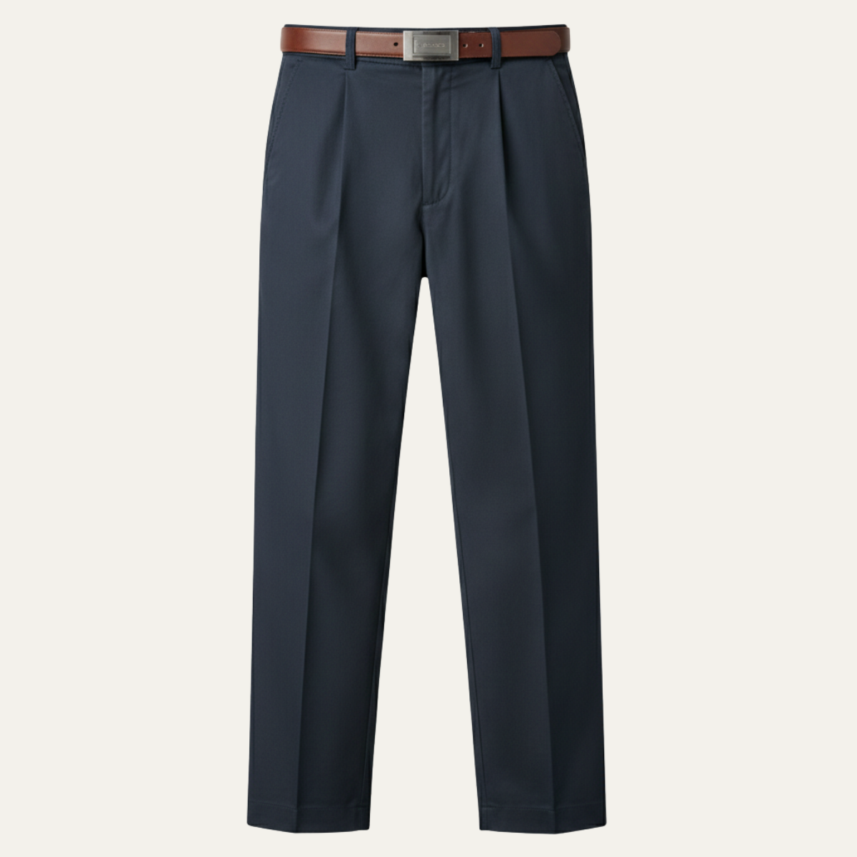 Men's Classic Straight Leg Pants Double Pleated Cotton
