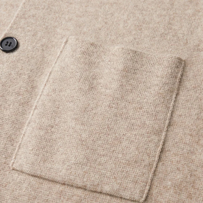 Men's Merino Wool Cardigan Soft Knit Collar Charcoal