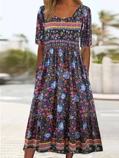 Women's High-Waist Dress with Side Pockets
